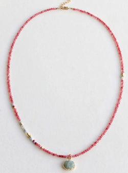 Sweet Pea Dyed Jade & Larimar Necklace