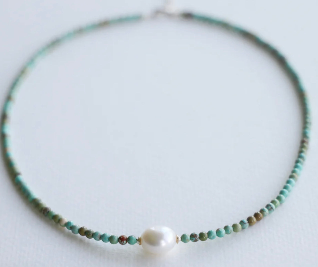 Centered Pearl Turquoise Necklace