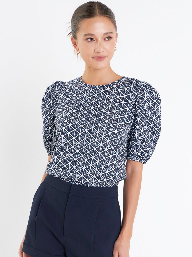 Print Puff Sleeve Top