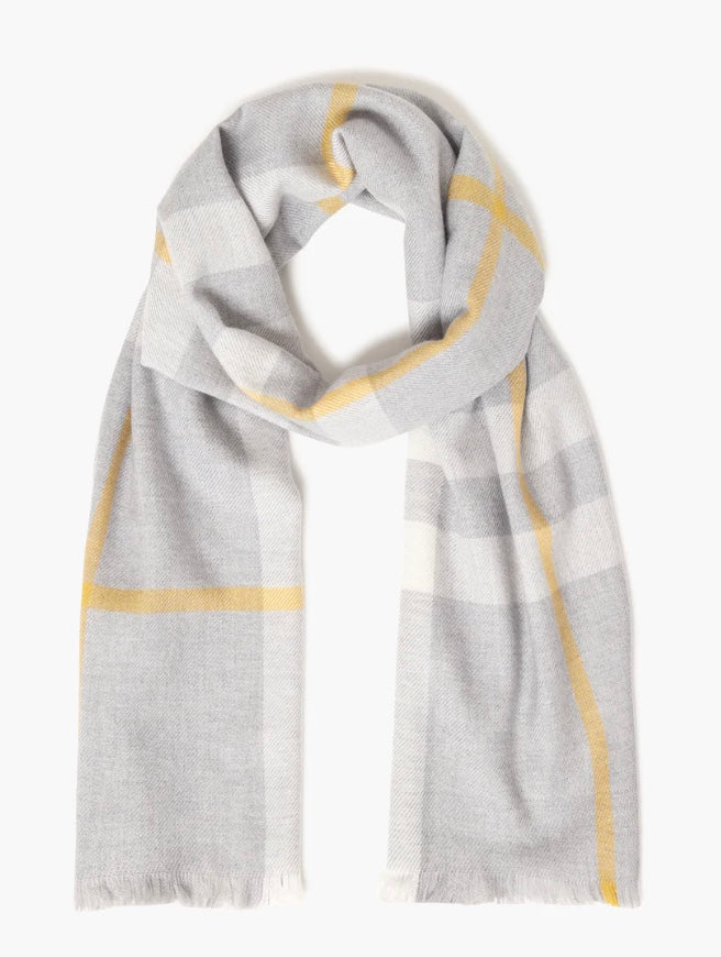 Grey and Gold Extra Fine Merino Wool Scarf