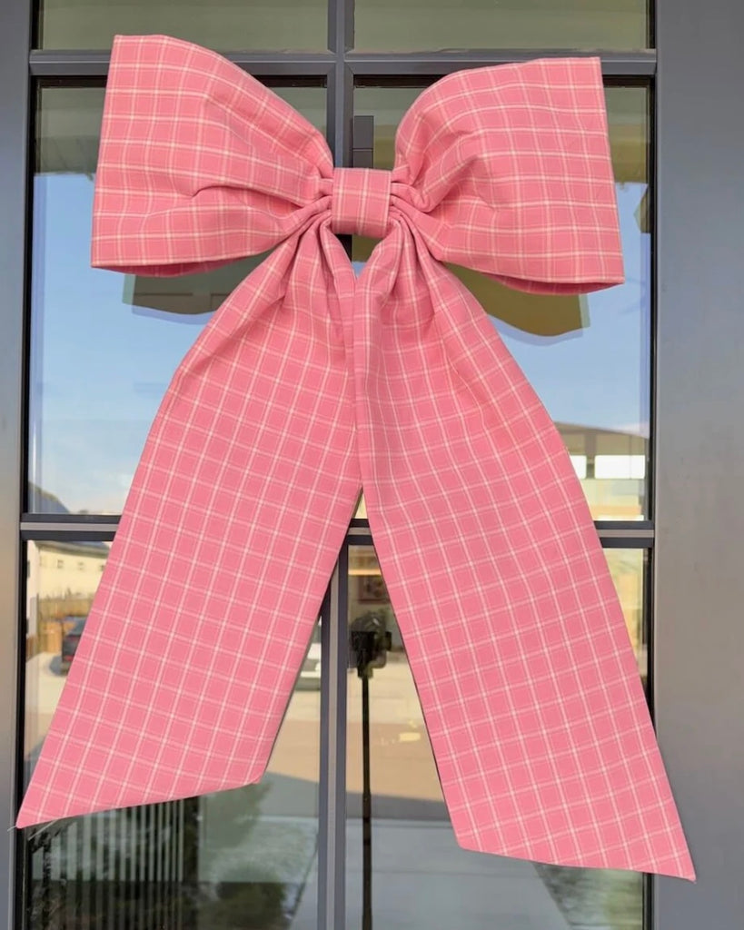 Pink Plaid Large Door Bow
