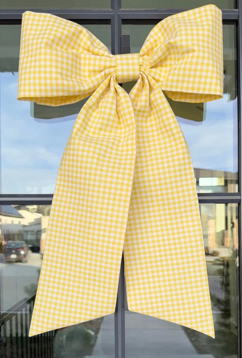 Yellow Gingham Large Door Bow