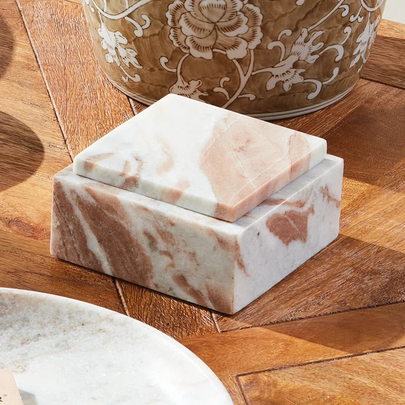 Wide Jaqueline Marble Lidded Box