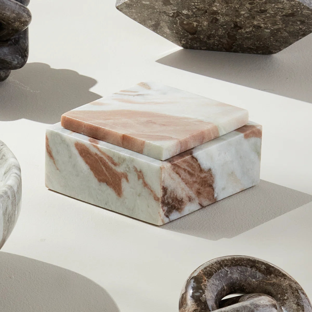 Short Jaqueline Marble Lidded Box