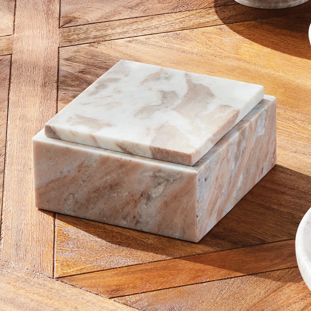 Wide Jaqueline Marble Lidded Box