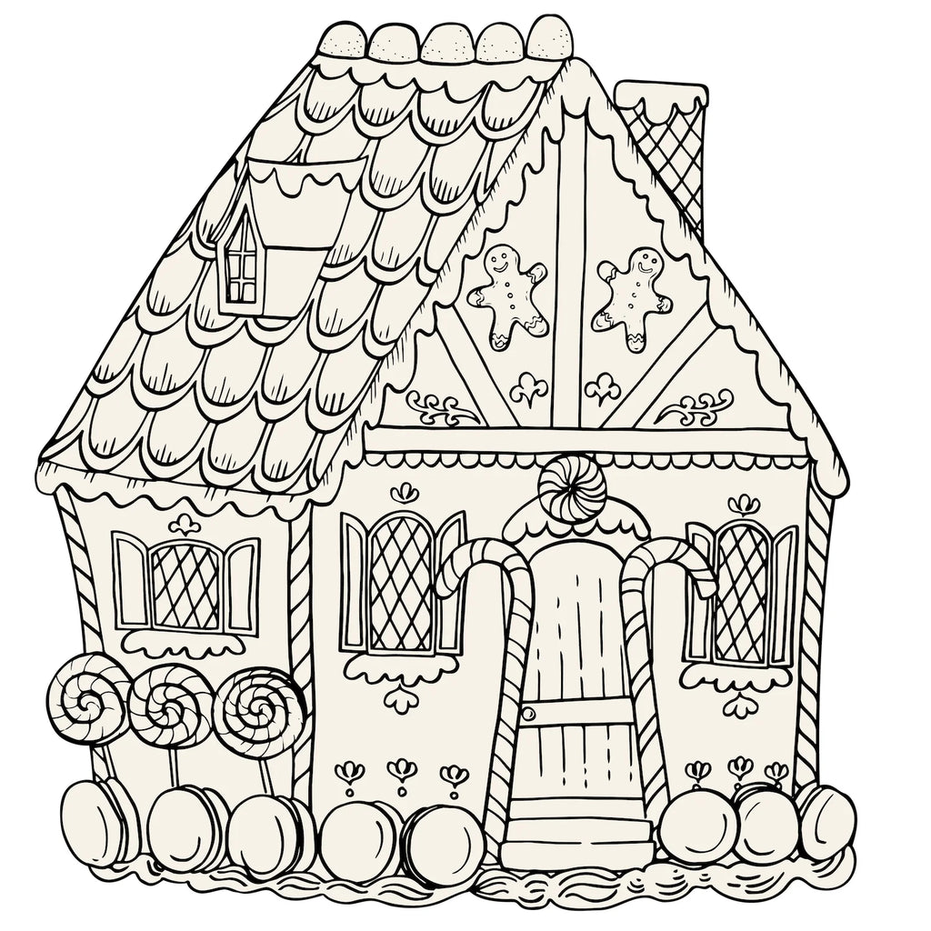 Die-cut Gingerbread House Coloring Placemats
