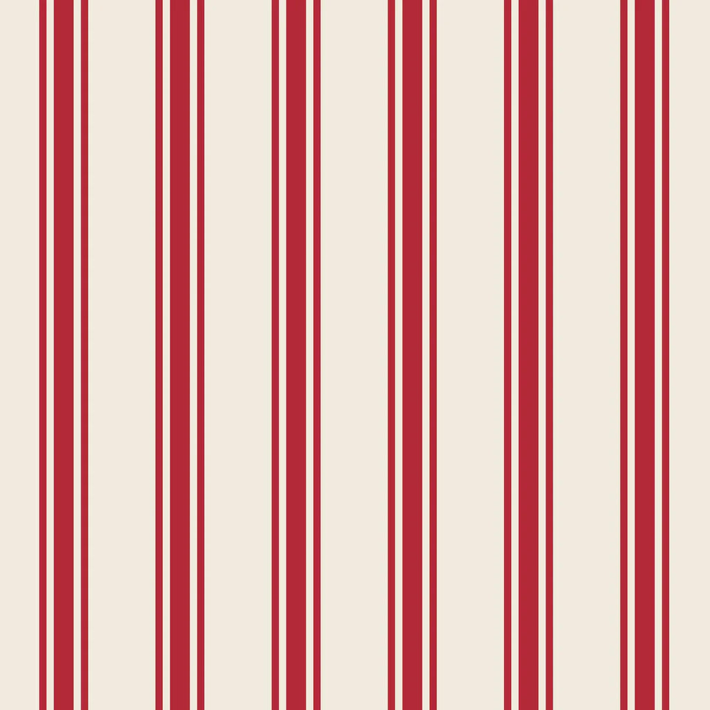 Red Linen Stripe Cocktail Napkins