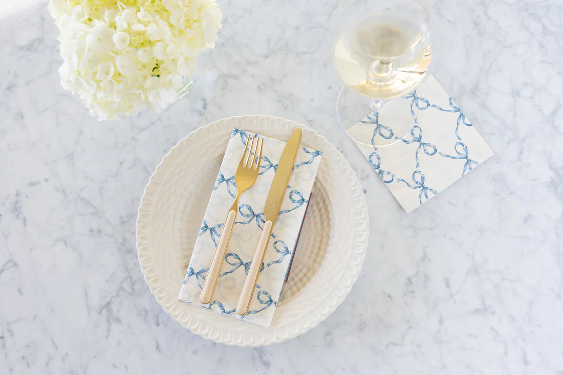 Heirloom Blue Bow Lattice Guest Napkins