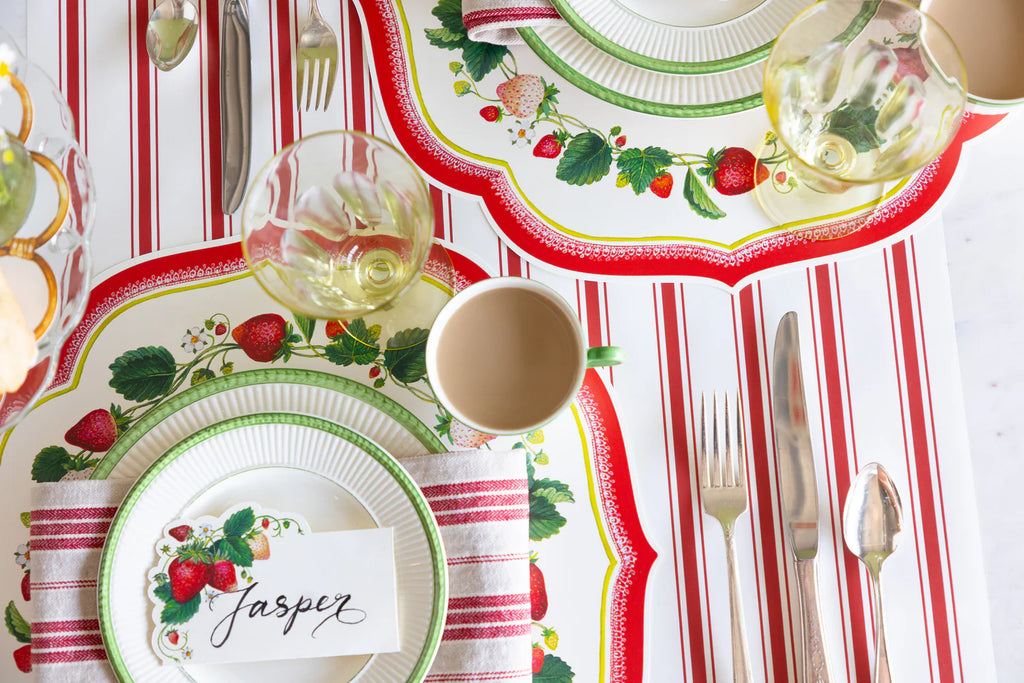 Red Linen Stripe Runner