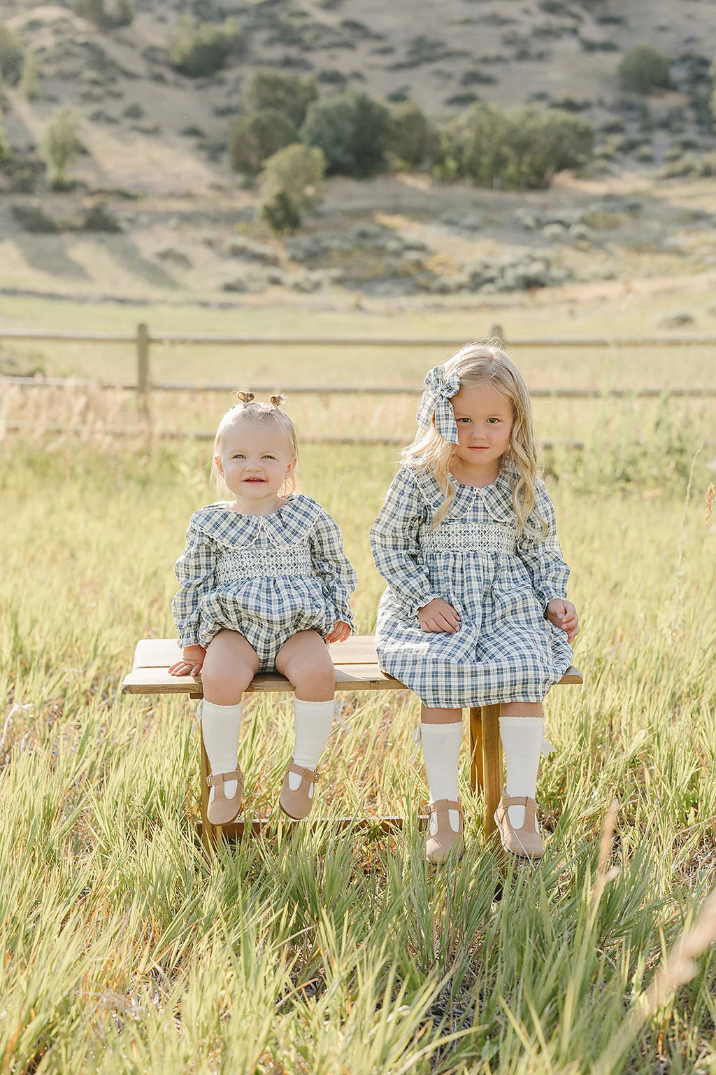 Blue Plaid Ruffle Collar Bubble Romper
