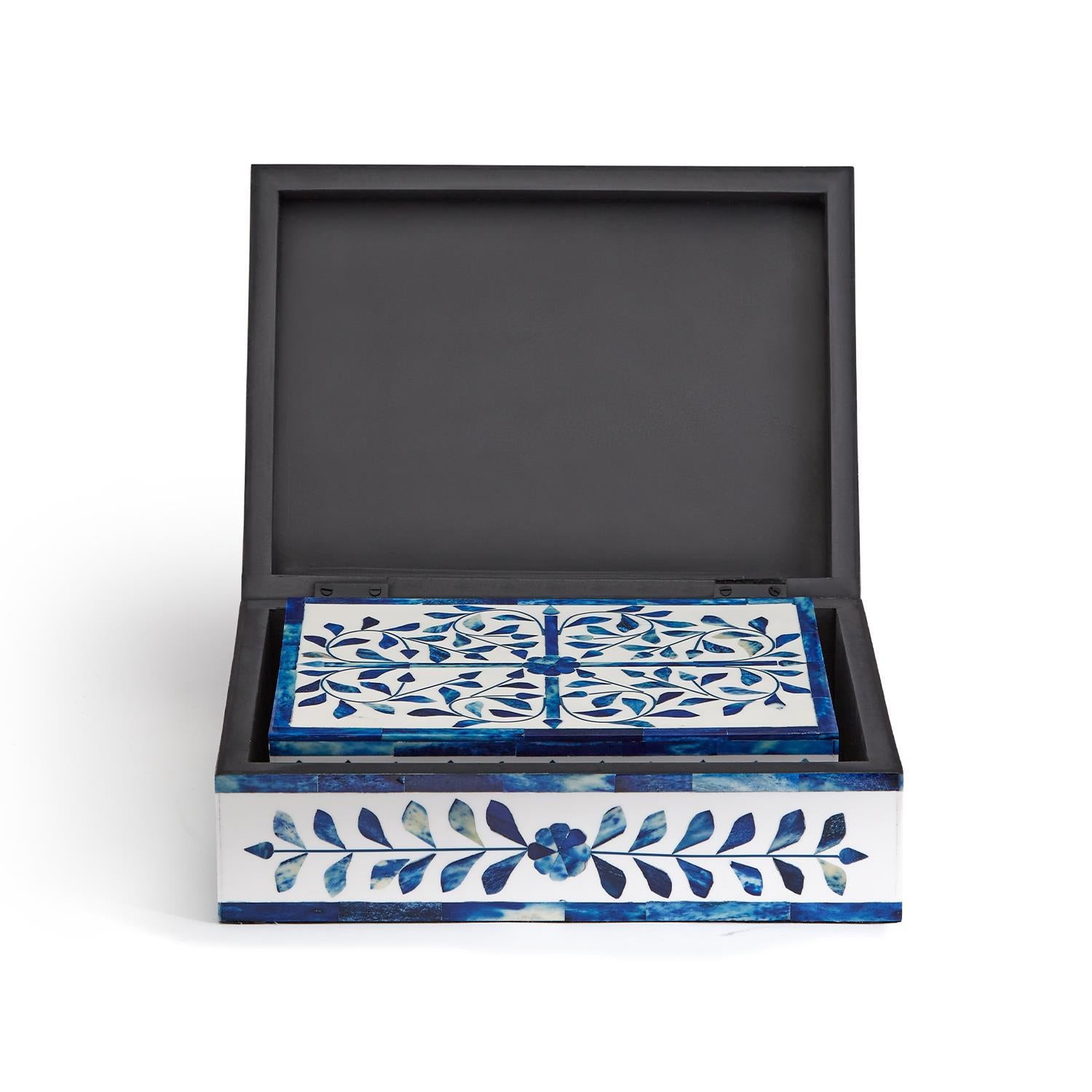 Jaipur Palace Blue & White Tear Hinged Cover Box