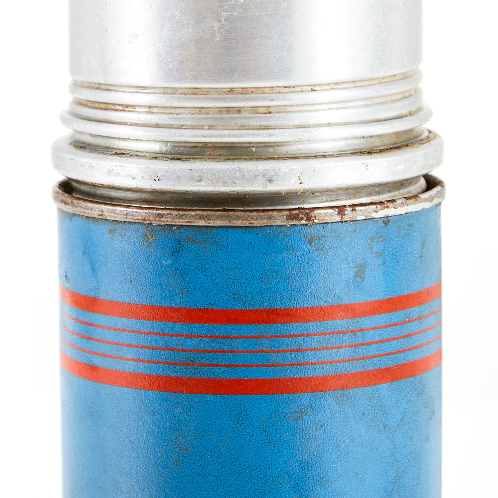 Blue and Red Stripe Vintage Thermos