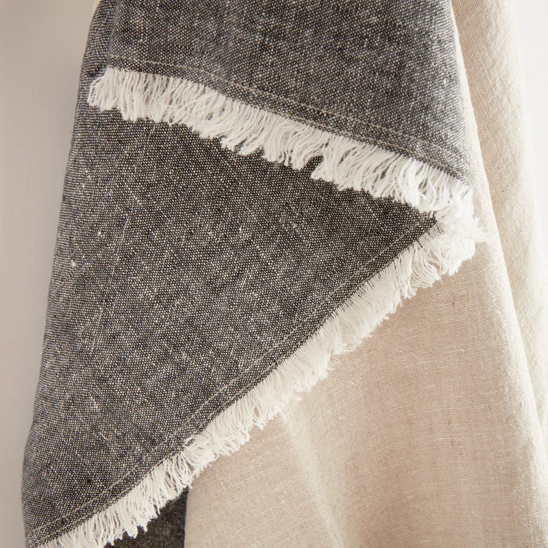 Flax and Charcoal Anika European Linen Throw