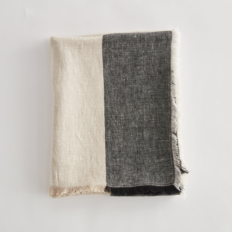 Flax and Charcoal Anika European Linen Throw