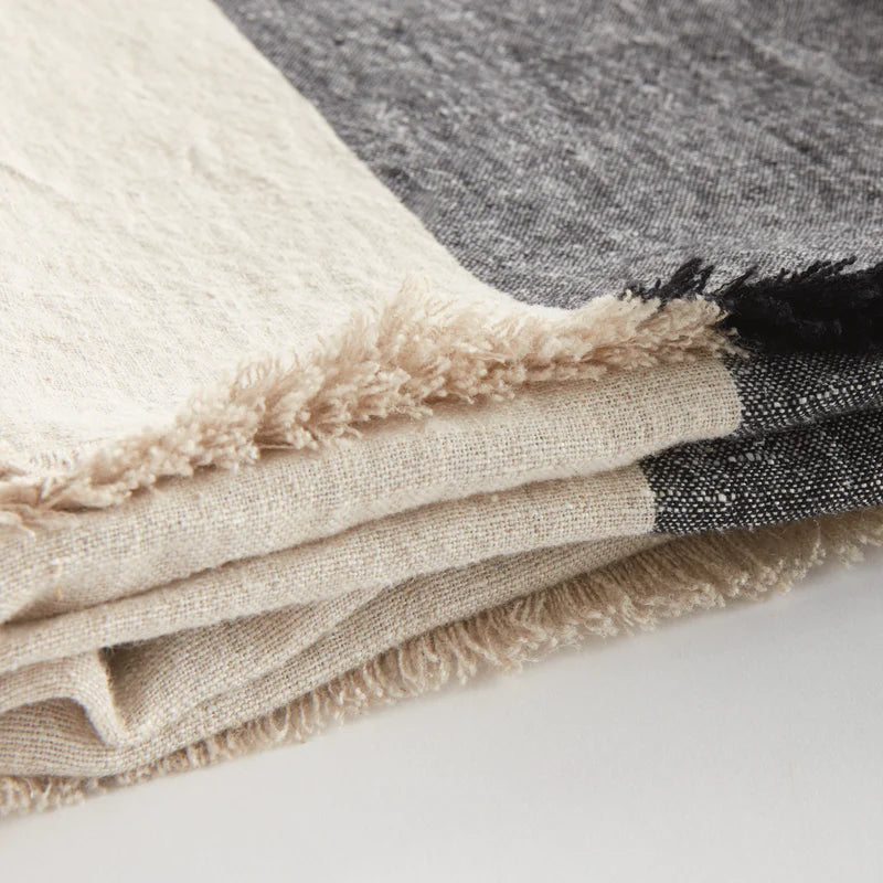 Flax and Charcoal Anika European Linen Throw