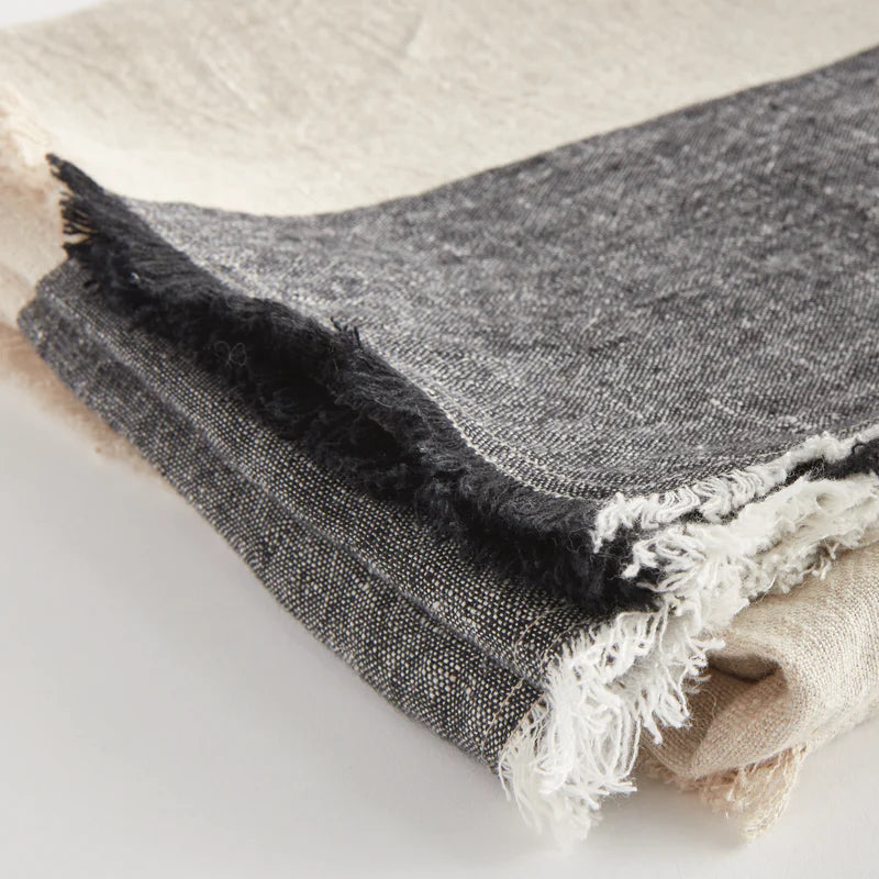 Flax and Charcoal Anika European Linen Throw