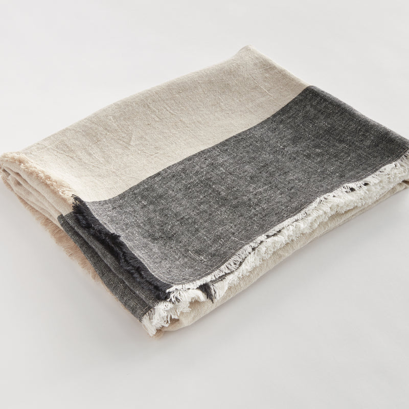 Flax and Charcoal Anika European Linen Throw