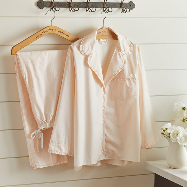 White Ruffled Pajama Set