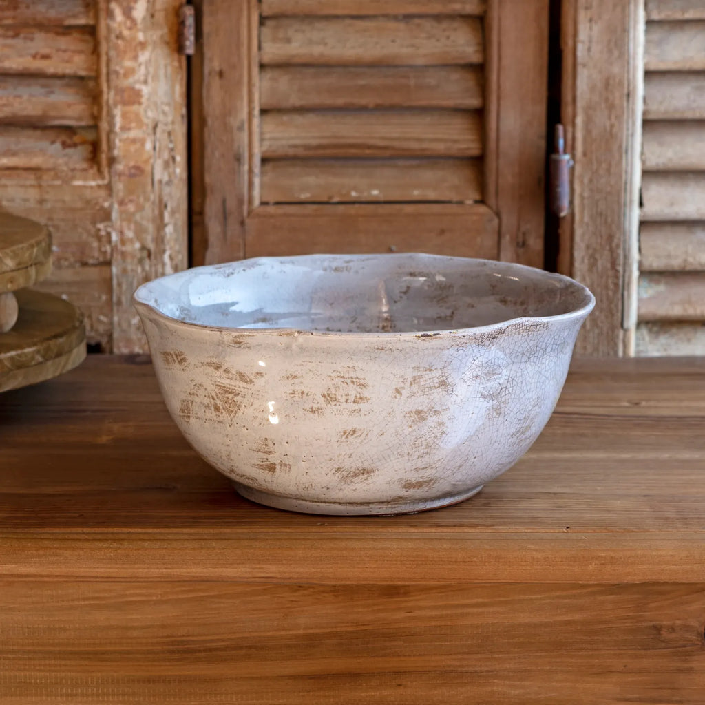Scalloped Edge Cracke Glaze Bowl
