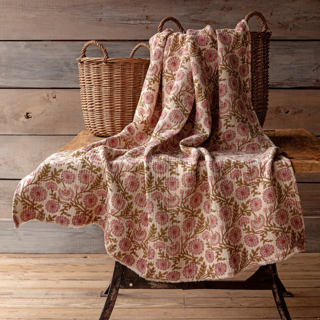 Clematis Botanical Cotton Throw