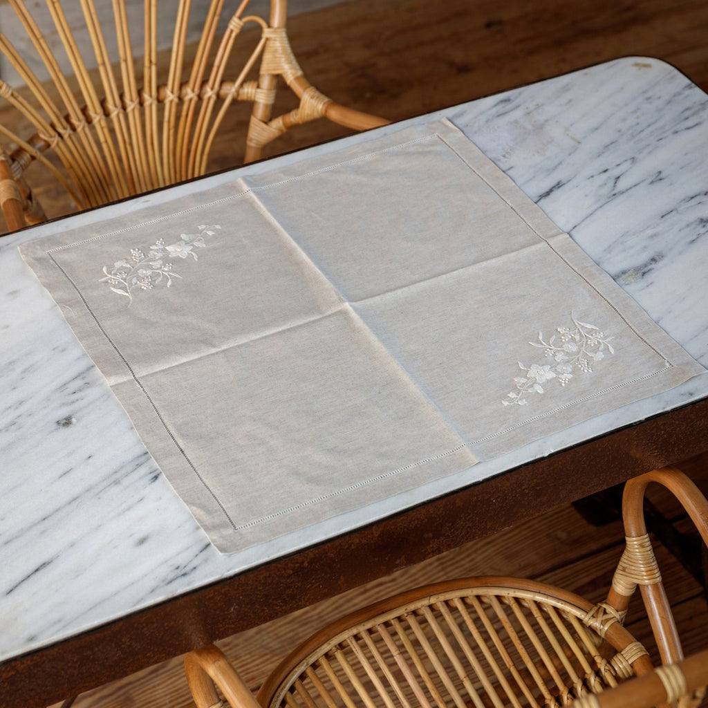 Floret Embroidered Linen Napkin