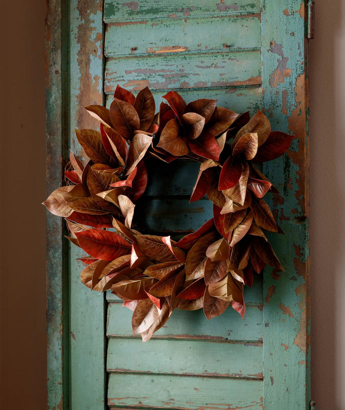 Amber & Cinnamon Fall Magnolia Leaf Wreath