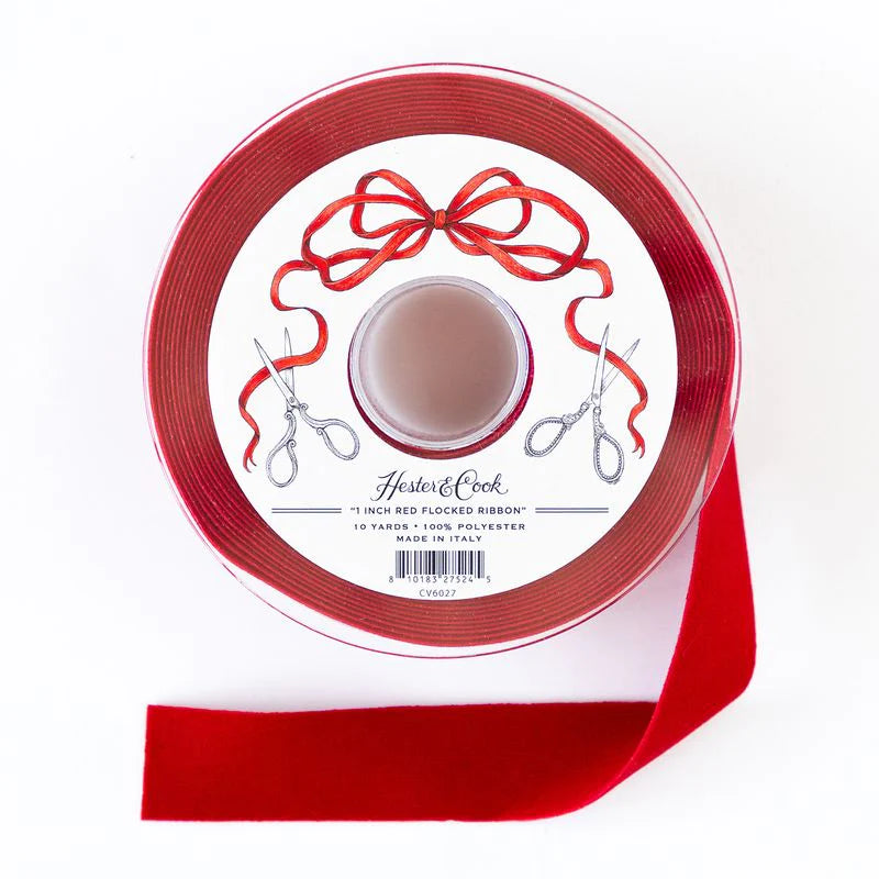 Red Flocked Ribbon