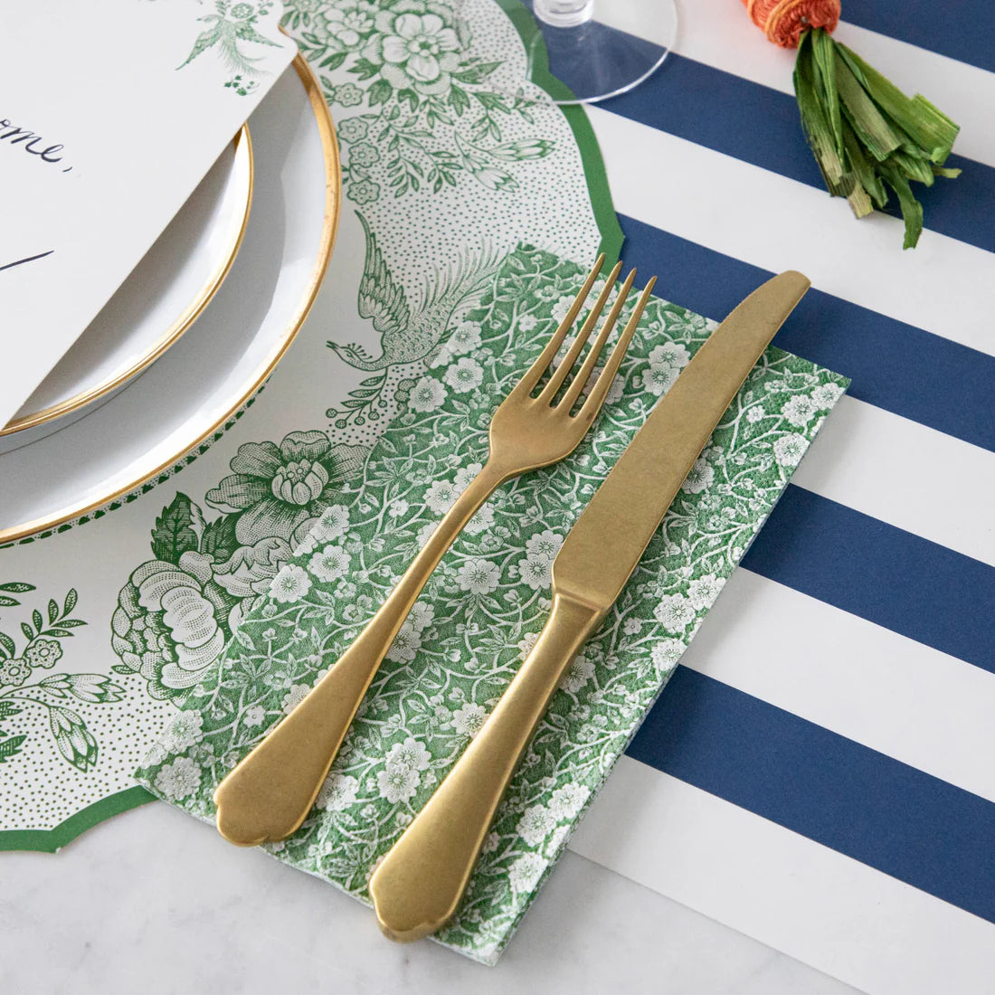 Green Calico Guest Napkins