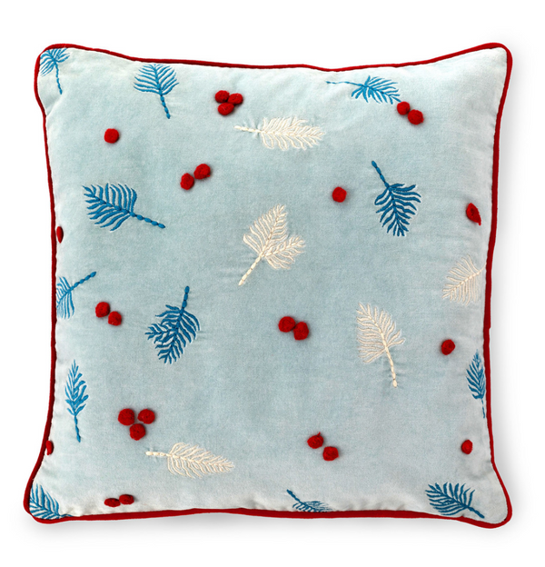 Alpine Embroidered Pattern Velvet Pillow