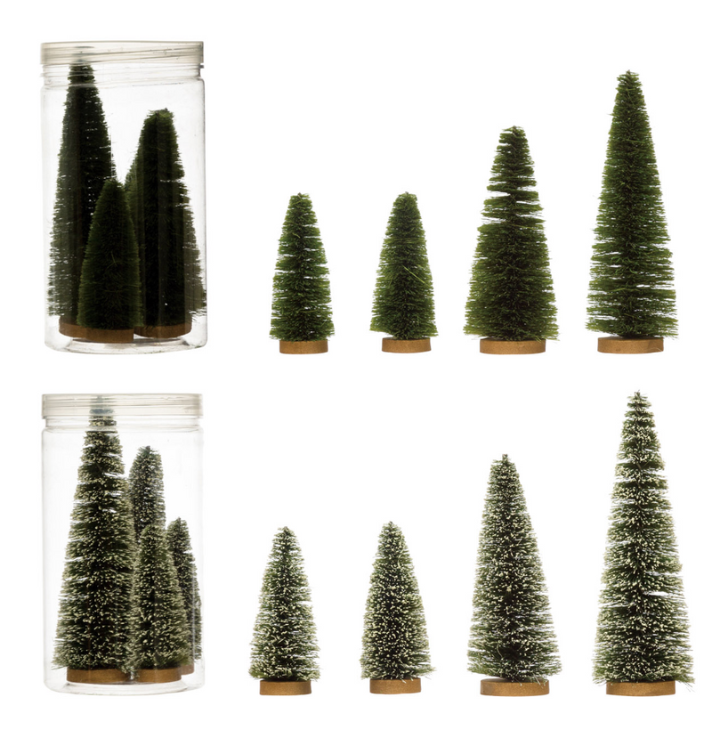 Bottle Brushed Trees, Set of 4