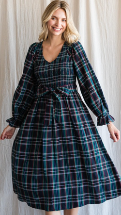 Tartan Plaid Midi Dress The Fox Group