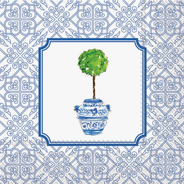 Blue Topiary Paper Cocktail Napkins