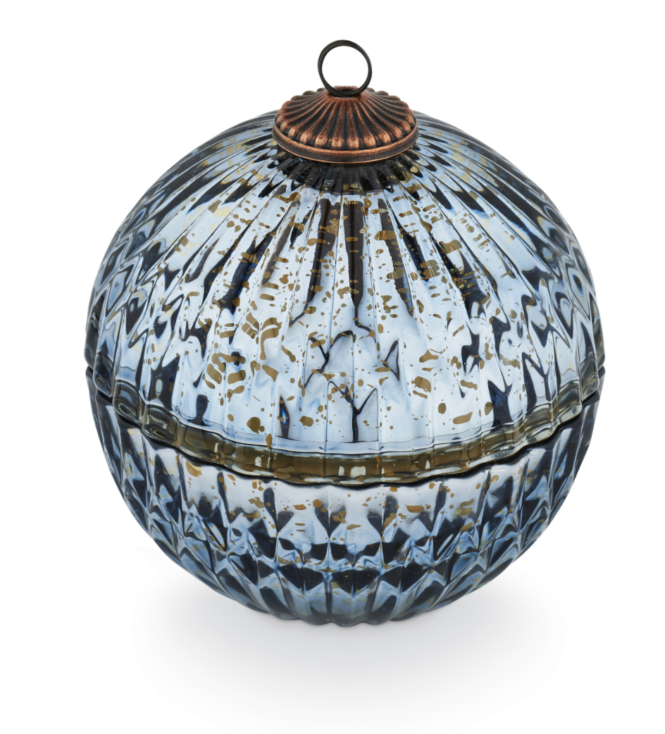 Blue Mercury Glass Ornament Candle