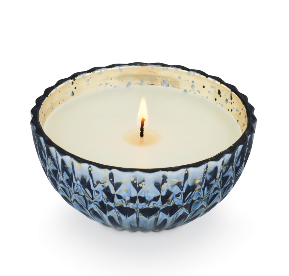 Blue Mercury Glass Ornament Candle