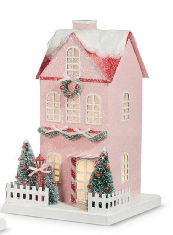 Lighted Pink Paper House