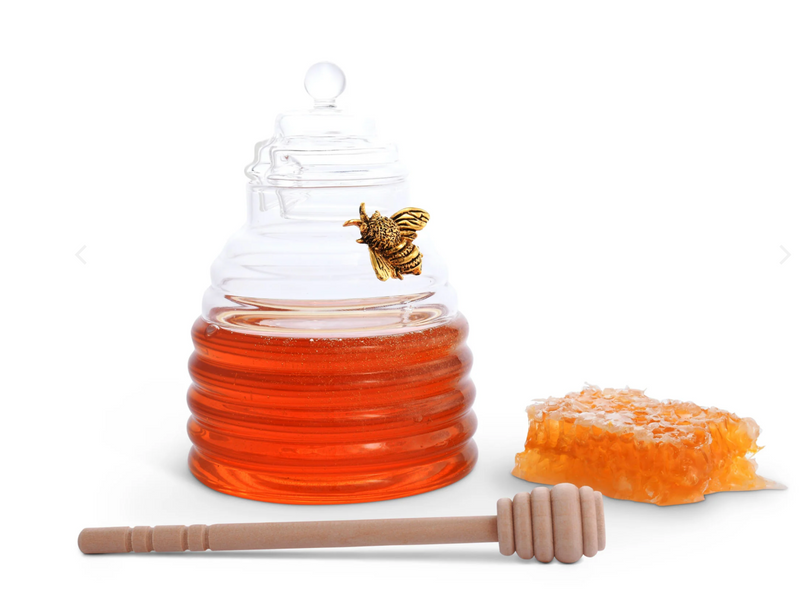 Gold Bee Honey Jar with Dipper