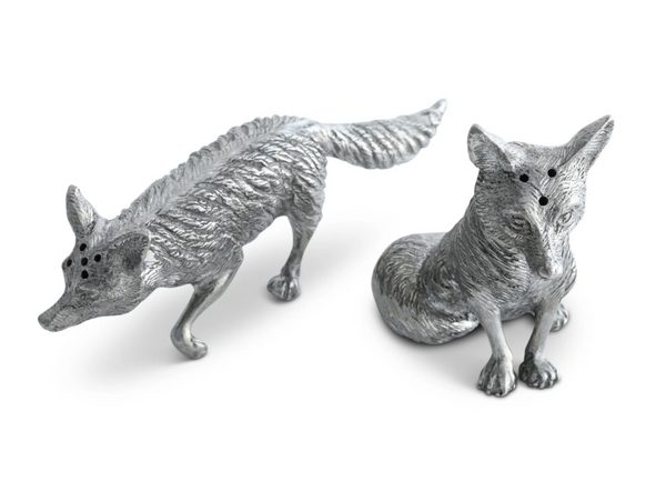 Pewter Salt and Pepper Foxes Set