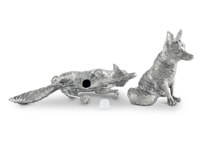 Pewter Salt and Pepper Foxes Set