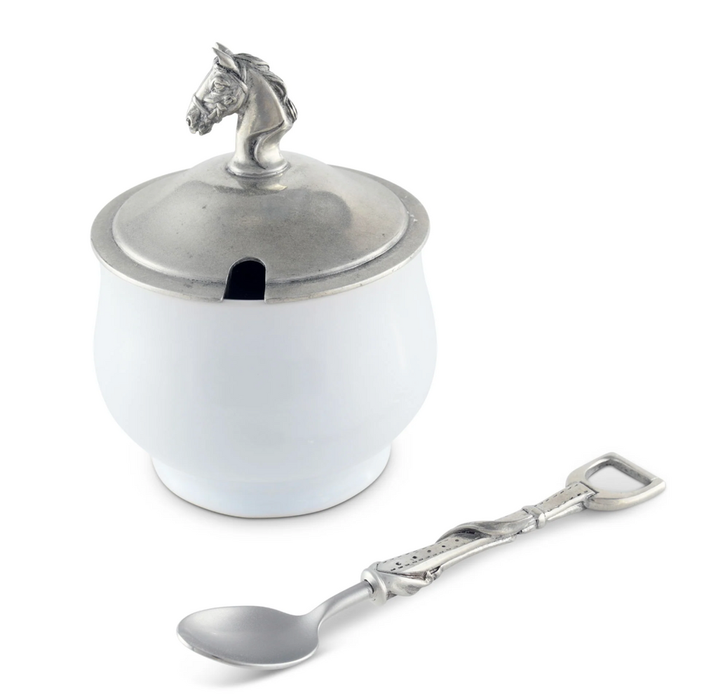 Equestrian Sugar Bowl and Spoon