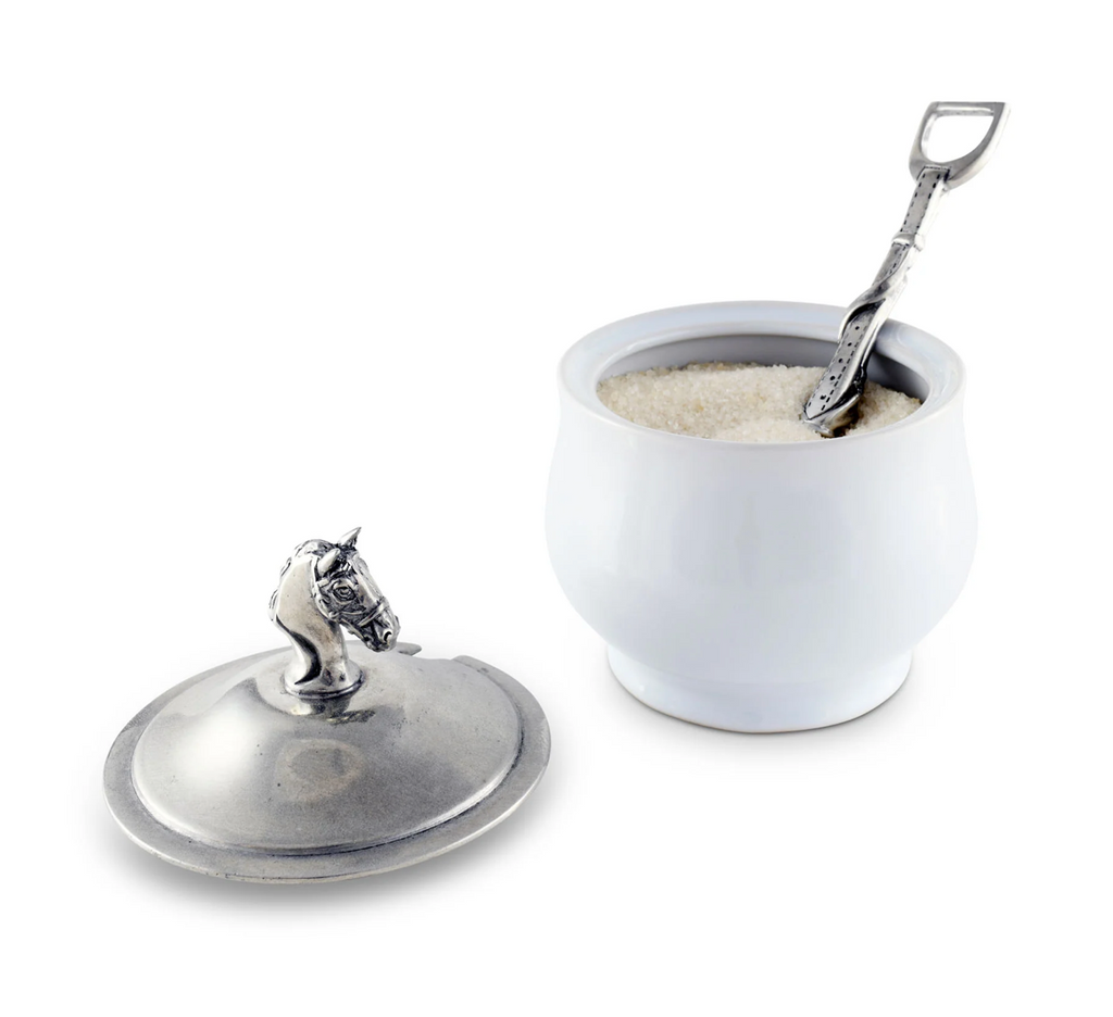 Equestrian Sugar Bowl and Spoon
