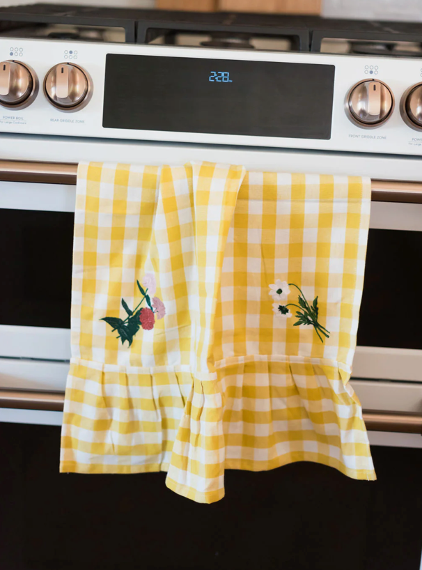 Yellow and Blue Gingham Dish Towels