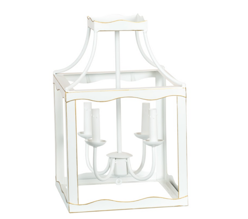 White and Gold Tole Lantern