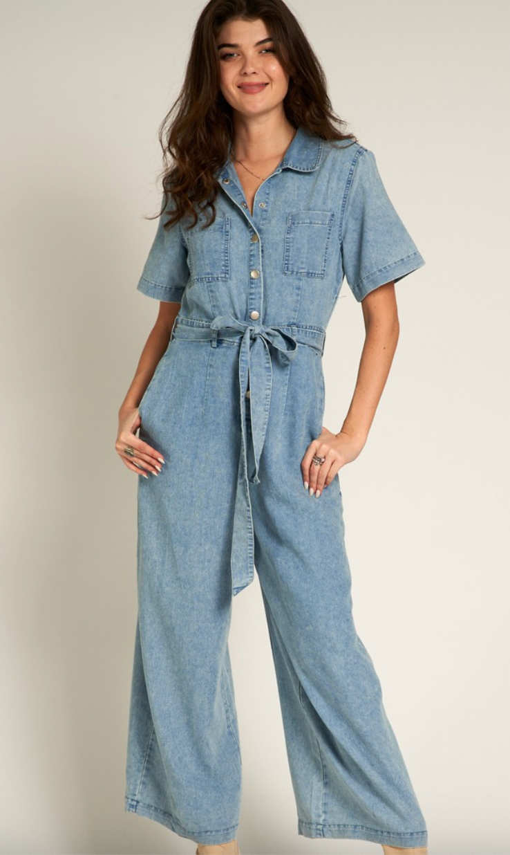 Denim tencel jumpsuit on sale