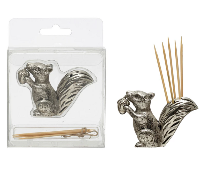 Pewter Squirrel Toothpick Holder