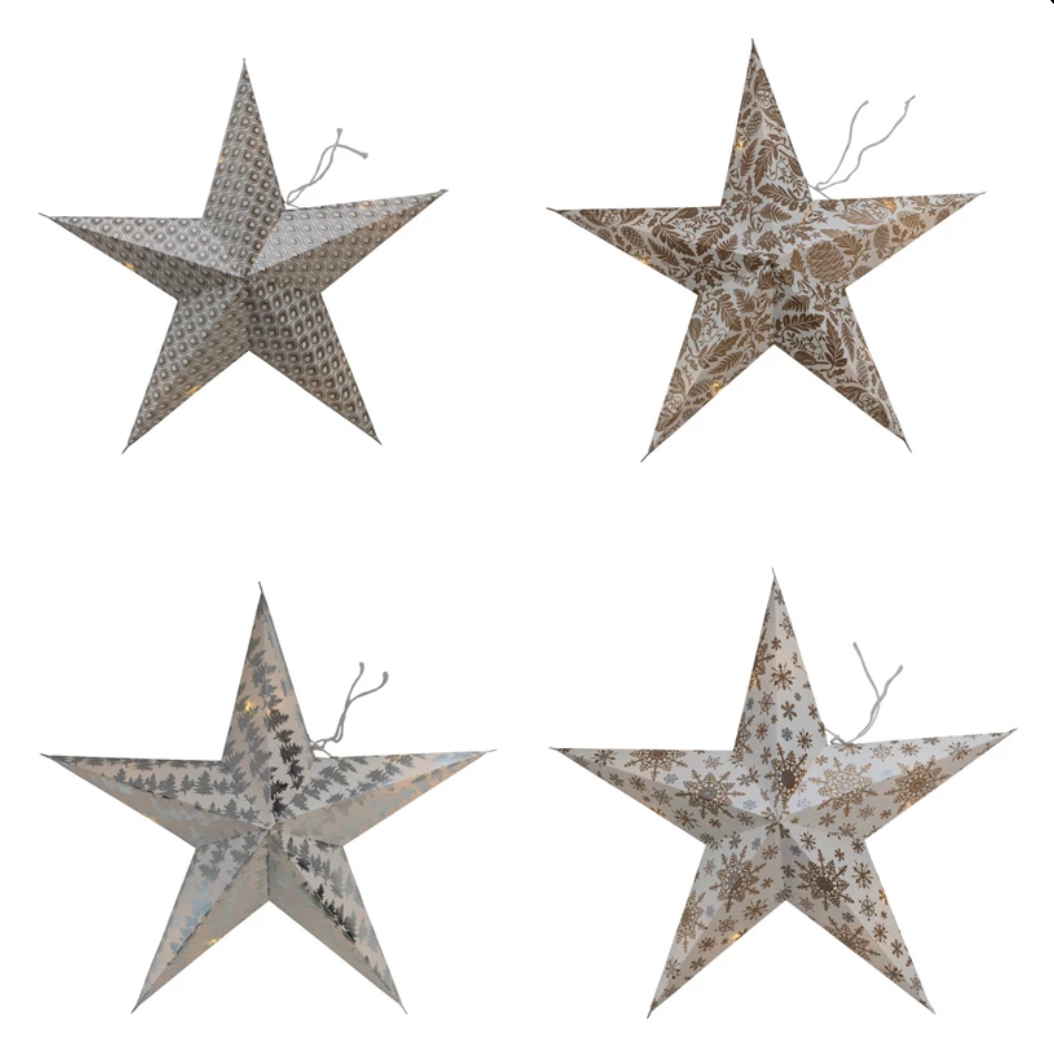 5 Point Paper Star Ornament with LED lights