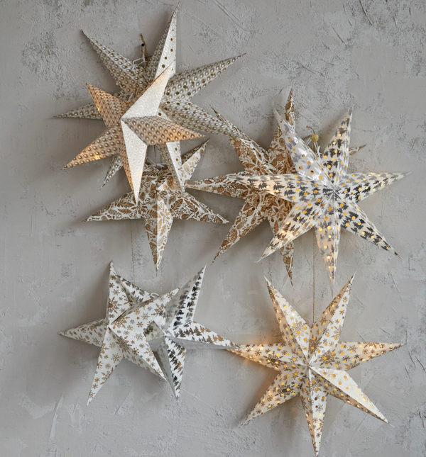 5 Point Paper Star Ornament with LED lights