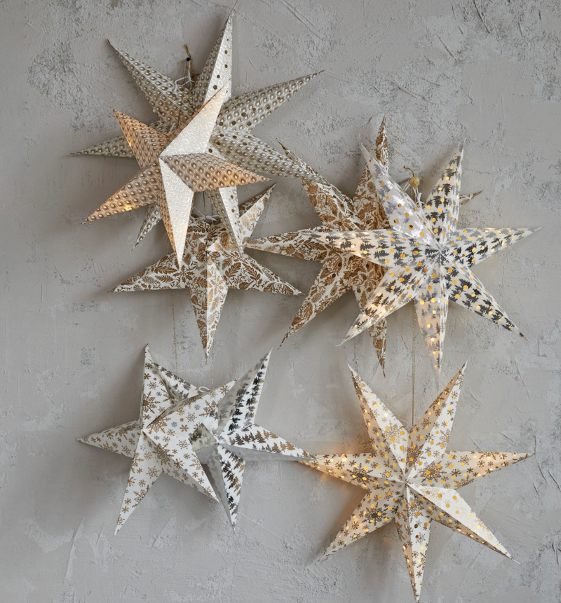 5 Point Paper Star Ornament with LED lights