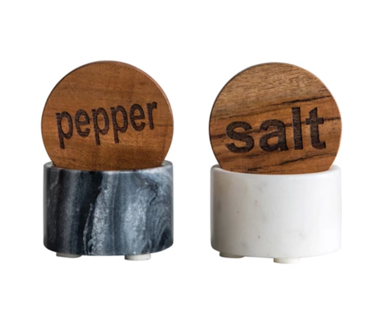 Wood Lid Salt and Pepper Containers