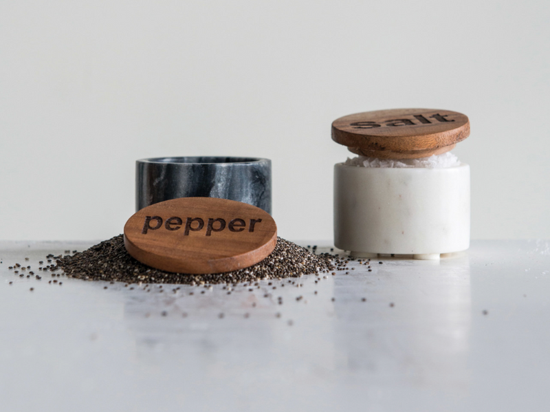 Wood Lid Salt and Pepper Containers