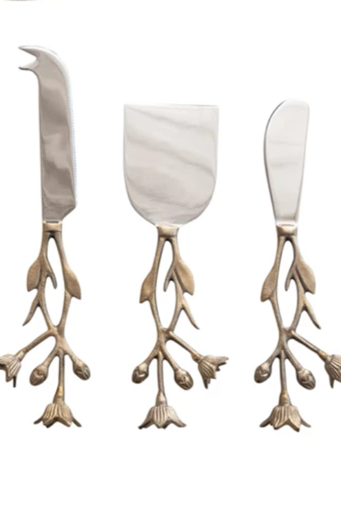 Stainless Steel and Brass Cheese Knives